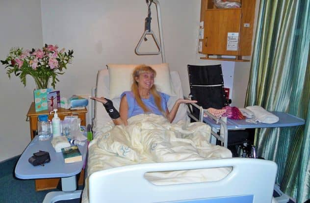 Patti in her private hospital room in South Africa